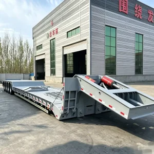 Custom Low Boy Trailer With Multi Axle Extendable Low Bed Trailer Leaf Spring Low Bed Semi Trailer