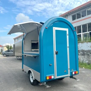 Custom Round Food Trailer Mobile Catering Truck Commercial Coffee Bar Fast Food Pizza Snack Trailer
