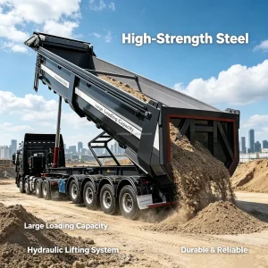 Custom Size Steel Hydraulic Rear Tipping End Dump Semi-trailer Truck Trailers for Mining with 30-80 Ton Payload