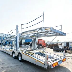 Customizable 3 Axle Hydraulically Supported Steel Semi Trailer 60 Ton Car Transport Carrier Trailer for Vehicle Hauling Towing