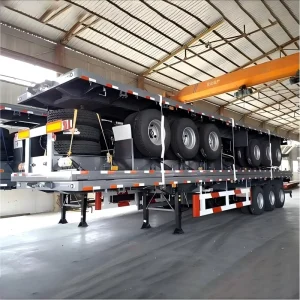 Customizable 45 Foot 50 Foot Steel Semi Trailer Container CE Certified 20-25 Ton 3-Axis 4-Axis Heavy-Duty Flatbed Trailer
