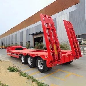 Customizable Low Bed Semi Trailer With Hydraulic Ladder For Cross Border Transport
