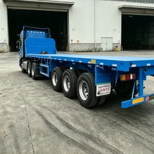 Customized 2 axle Heavy duty Flatbed Trailer with 60T Mechanical Suspension and 20 foot Container Trailer