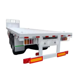 Customized 3 Axles 40FT Steel Flatbed Semi Trailer 30-100 TONs Container Transporting Flat Bed Semi Truck Trailers