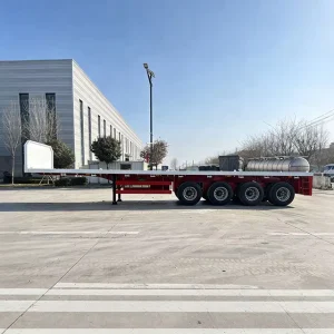 Customized 4 Axle Flatbed Semi Trailer 12.5M 13.5M 14M Container Flatbed Trailer 20 40 45ft Container Trailer Truck