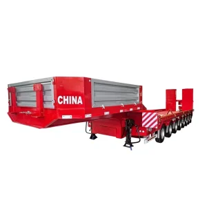 Customized 8-Axle Extendable 80 Tons Low-Bed Semi-Trailers Steel Material Truck Container Transport Flatbed Semi Trailer