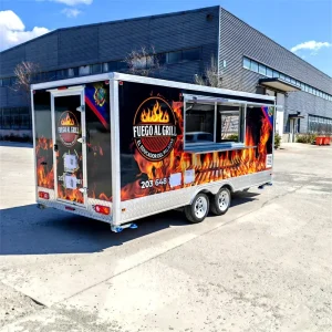 Customized BBQ 16ft 14ft Mobile Fast Food Trailer with Full Kitchen Ice Cream
