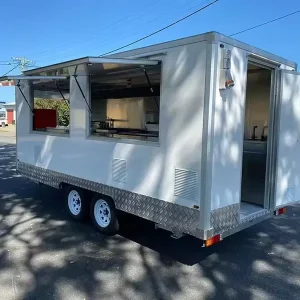 Customized Durable Stainless Steel Commercial Catering 4 Wheel Mobile Kitchen Towable Food Trailer Cooking Equipment Bearing