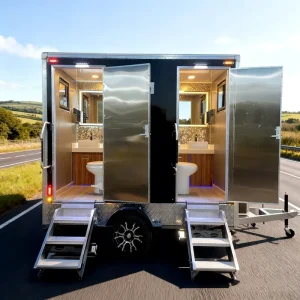 Customized Portable Toilet Trailer Mobile Restroom Trailer Luxury Vip Portable Bathroom Trailer with Air Conditioner