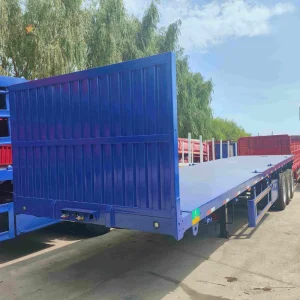 Customized Size 3 Axles Steel Flat Bed Semi Trailer for 20ft 40ft Containers Heavy Duty 28t Landing Gear >30000kg Payload