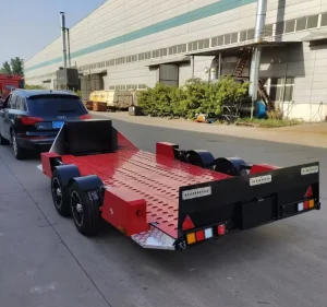 Customized Utility Trailer with Electric Brakes Independent Suspension Hydraulic Tilt Heavy Hauler Track Day Trailer