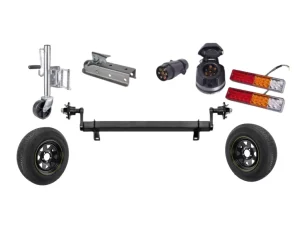 DIY Boat Trailer Parts Whole Kit Light Duty Trailer Accessories Assbembly with Torsion Axle Wheel Tyre Jockey Wheel Coupler Plug
