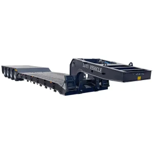 Detachable Gooseneck Low Flatbed Semi Trailer Transporting Heavy Equipment 4-Axle Removable Gooseneck Trailer