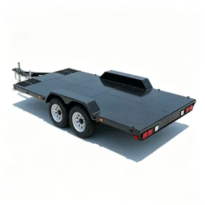 Double Axle Flatbed Car Hauler Trailer Anti Slip Diamond Plate Deck Steel Q235 Heavy Duty Utility Vehicle Transport Electronic