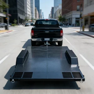 Double Axle Heavy Duty Flatbed Car Trailer with Steel Deck and Ramps 2000kg Capacity for ATV UTV and Machinery Hauling