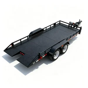 Double Axle Steel Black Car Hauler Trailer with Ramp for ATV UTV Equipment Transport 2500kg Capacity