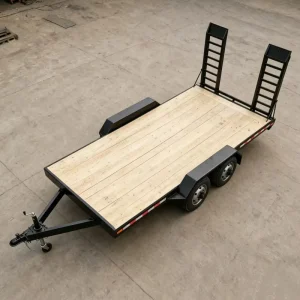 Double Axle Steel Deck Car Hauler Trailer with Heavy Duty Loading Ramps for Auto & Equipment Transport