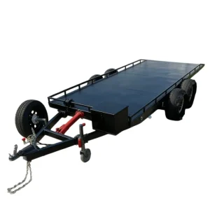 Double Axle Steel Flatbed Trailer with Hydraulic Tilt Heavy Duty 2000kg Capacity for Hauling Cars Boats Heavy Equipment