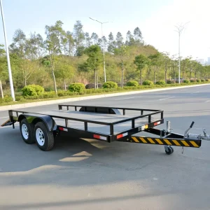 Double Axle Steel Q235 Flatbed Utility Trailer Electronic Braking System Loading Ramps 3000kg Capacity for ATV UTV Small