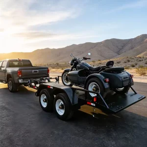 Double Axle Utility Trailer Electric Winch Side Rails Heavy Duty Flatbed Hauler Steel