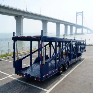 Double Deck 2 Axle Galvanized Steel Car Carrier Semi Trailer