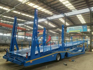 Double Deck Auto Hauler Semi Trailer 8 Cars Transport 30T Load Capacity Steel Structure