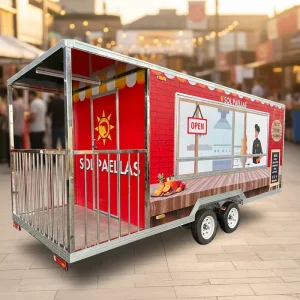 Dream Fly Mobile Street Cafe Fast Food Truck Towable Snack Food Trailer Cart CE Certified Easy Cleaning
