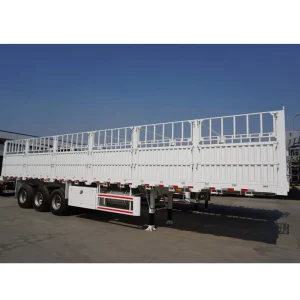 Dropside Steel Utility Bulk Cargo Fence Stake Loose Transport Semi Truck Trailer With 3 4 Axle 40 50 60 Ton for Livestock