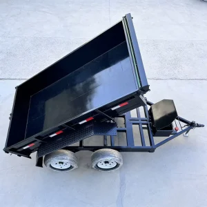 Dual-Axle Black Powder Coated Q235 Steel Dump Trailer with Anti-Slip Step 1500kg Load Capacity for Farm & Landscaping Use