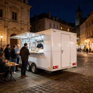 Dual Axle Stainless Steel Towable Food Trailer with Rust Resistant Insulated Compartments for Ice Cream Candy Chips