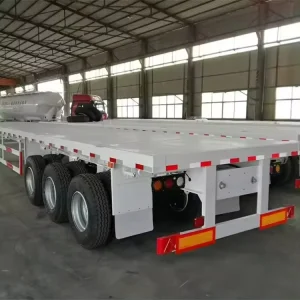 Durable 40ft 20ft Container Normal Bulk Cargo 3 Axles Flat Bed Semi Trailer Flatbed Container Trailer