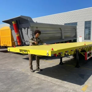 Durable 40ft 20ft Container Normal Bulk Cargo 3 Axles Flat Bed Semi Trailer Flatbed Container Trailer