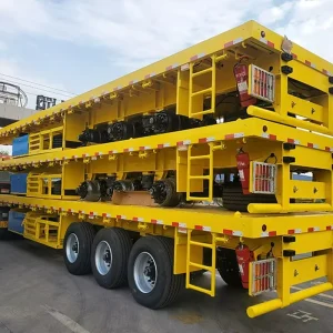 Durable 40ft 20ft Container Normal Bulk Cargo 3 Axles Flat Bed Semi Trailer Flatbed Container Trailer