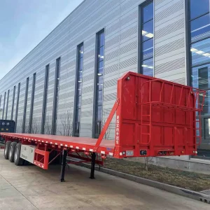 Durable 40ft 20ft Container Normal Bulk Cargo 3 Axles Flat Bed Semi Trailer Flatbed Container Trailer