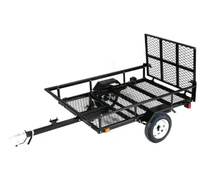 Durable ATV Mesh Tractor Trailer Heavy Duty Steel Construction Stable Wheels Farm Dump Cart for Lawn Mowing Firewood Energy