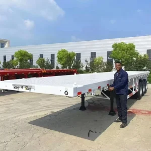 Durable Price 40ft 20ft Container Normal Bulk Cargo 3 Axles Flat Bed Semi Trailer Flatbed Container Trailer