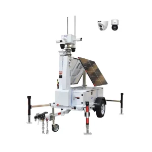 ES2P-435 2x435W Solar Panel Mobile CCTV Trailer With Manual Mast Waterproof For Construction Sites