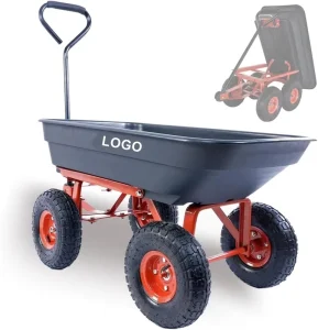 Easy Moving Cargo Truck Steel Frame Wheelbarrow Four Wheel Roll Container Utility Trailer Garden Dump Cart Home & Shopping Use