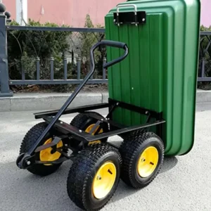 Easy Moving Cargo Truck Steel Frame Wheelbarrow with Four Wheel Roll Container Utility Trailer Garden Dump Cart for Home Use
