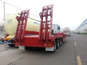 Eavy Duty Low Boy Truck Trailer 16 Ton Axles 100T Drop Deck Semi Trailer With Hydraulic Ramps
