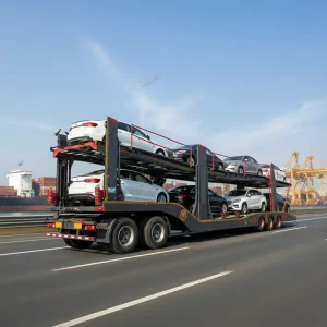Europe Standard Double Deck 2 Axle Heavy Duty 6 8 Car Semi Trailer Hydraulic Carrier with Ramps