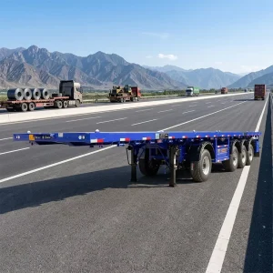 Export Fouraxle Flatbed Semi Trailer Multiple Specifications Available for Customization Heavy Duty Freight Flatbed Semi Trailer