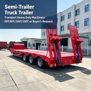 Extended Platform Optional Low Bed Trailer 3 5 Axles Custom Structure For Large Engineering Equipment Cross Country Haulage