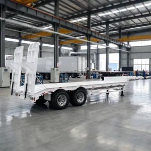 FEICHI Good Quality Factory Heavy Duty 3 Axles Lowboy Trailer 60 80 100 Tons Lowbed Low Bed Truck Semi Trailer