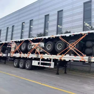 Factory Customized Steel 3 Axle Flat Bed Container Semi Trailer for 20ft/40ft Containers 80T Max Payload