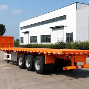 Factory Direct 3 Axle Aluminum Alloy Flat Bed Container Semi Trailer Front Stop Board 12r22.5 for General Goods