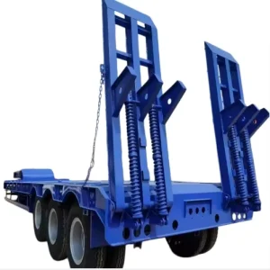 Factory Direct Heavy Duty Carbon Steel Semi Trailer 3 Axle Flatbed 60 Ton Payload for Excavator Transport