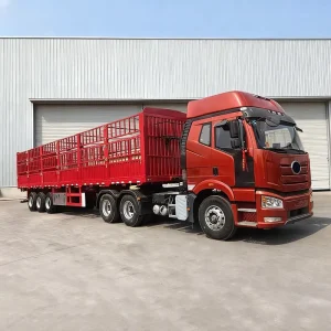 Factory Direct Sale 3 Axles Heavy Duty Steel Livestock Fence Semi Trailer with 60T Payload