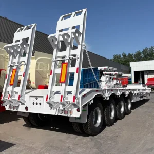 Factory Direct Sale Heavy Duty Max Payload 20 to 100 Ton 2 Lines Four Axle Low Bed Semi Trailer