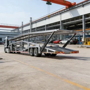 Factory Direct Steel 2 Axle 6 Cars Car Carrier Full Trailer with LED Lights 10T-50T Payload